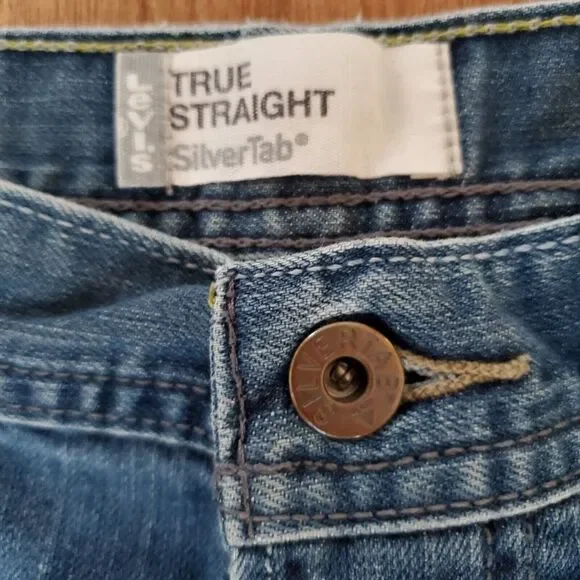 Levis Silvertab Jeans Mens *32x29 (32x30) True Straight Blue Denim Button Fly - Picture 5 of 16